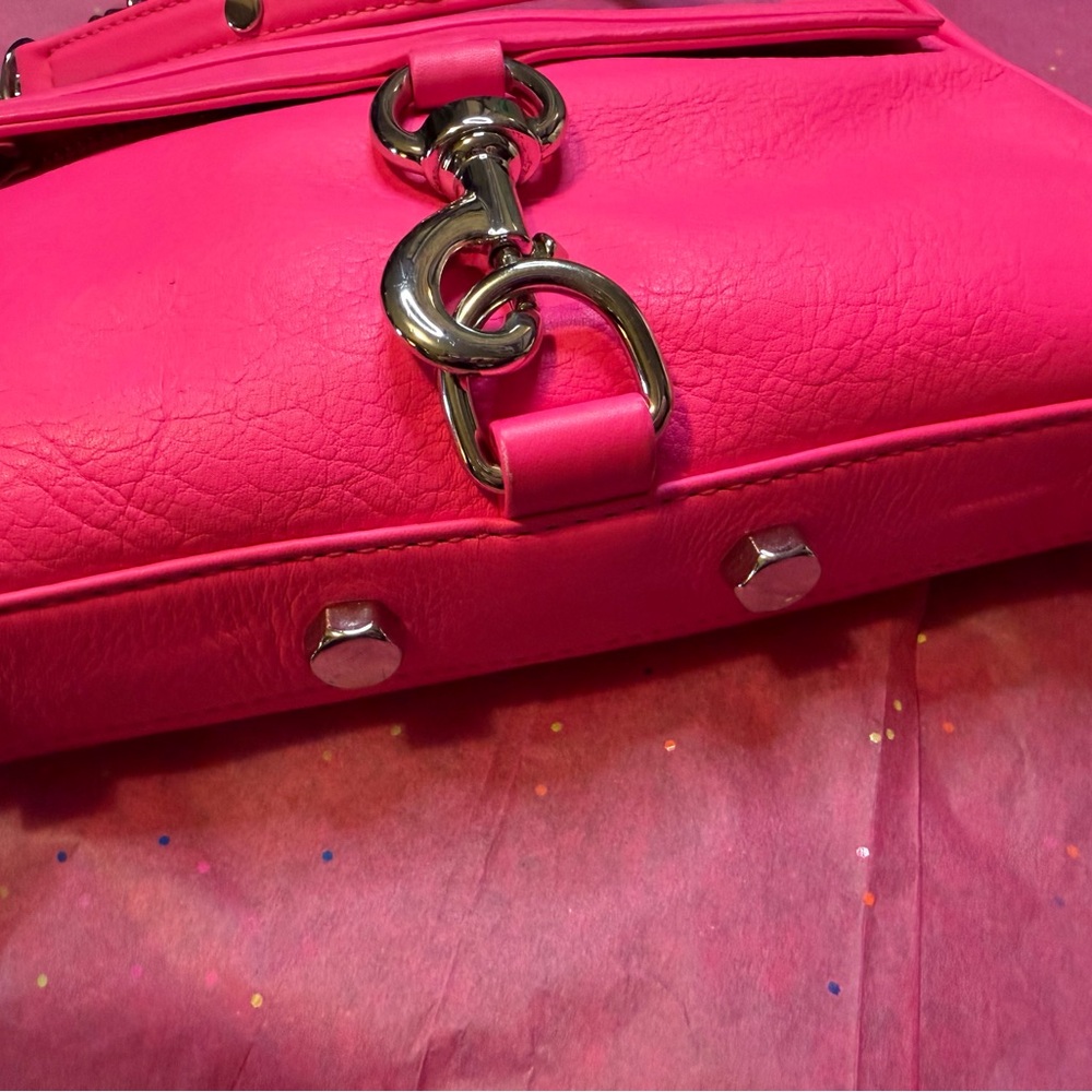 Rebecca Minkoff Mini M.A.C Electric Pink Leather Crossbody Bag Purse Chain Strap - Picture 14 of 17